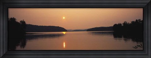 Framed Reflection of sun in a lake, Lake Chatuge, North Carolina Print