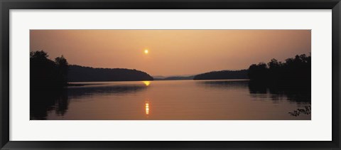 Framed Reflection of sun in a lake, Lake Chatuge, North Carolina Print