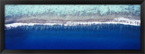 Framed Aerial view of a lagoon, Huahine Island, Tahiti Print