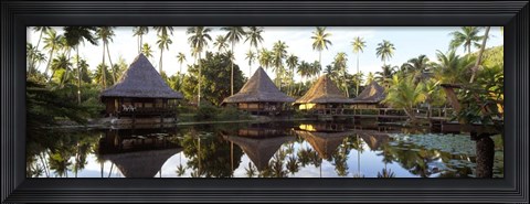 Framed Overwater bungalows in a resort, Bali Hai Hotel,Tahiti Print