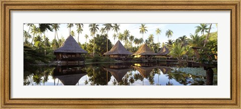 Framed Overwater bungalows in a resort, Bali Hai Hotel,Tahiti Print