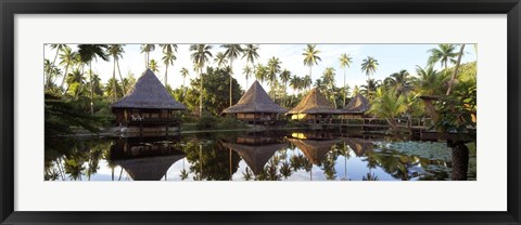 Framed Overwater bungalows in a resort, Bali Hai Hotel,Tahiti Print