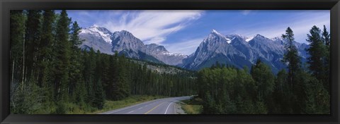 Framed Two lane highway passing through a landscape, Alberta Print