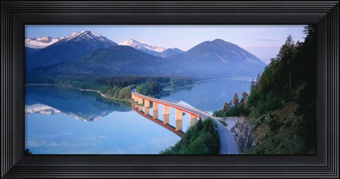 Framed Bridge over Lake Sylverstein Bavaria Germany Print