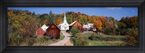 Framed Vermont, Waits River, Village in autumn Print