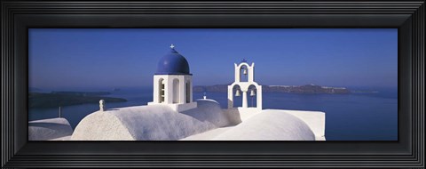 Framed Church Aegean Sea Santorini Greece Print