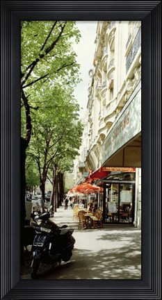 Framed Motor scooter parked on the street, Paris, France Print