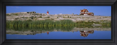 Framed Reflection Of A Lighthouse, Sweden Print