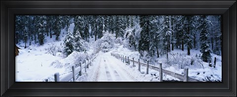 Framed Snowy Bridge Lake Tahoe Print