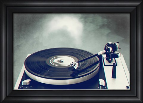 Framed Retro Record Player Print