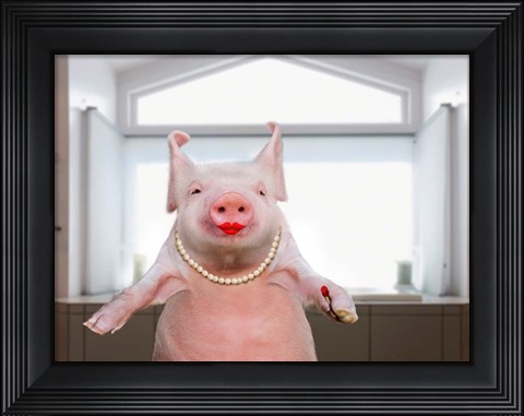 Framed Lipstick On A Pig Print