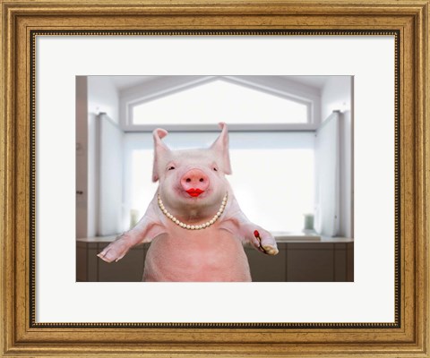 Framed Lipstick On A Pig Print