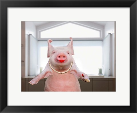 Framed Lipstick On A Pig Print