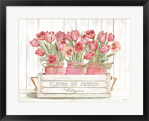 Framed Trio of Pink Tulips Print