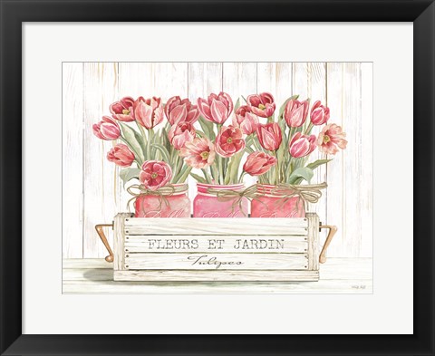 Framed Trio of Pink Tulips Print