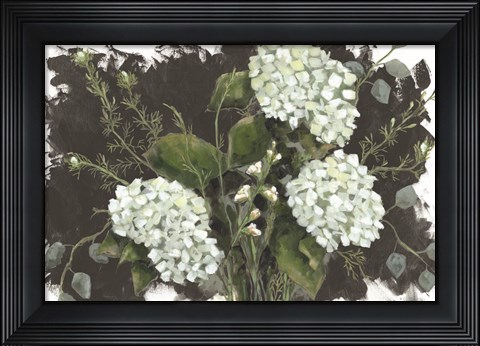 Framed Hydrangeas in White Print