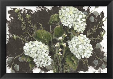 Framed Hydrangeas in White Print