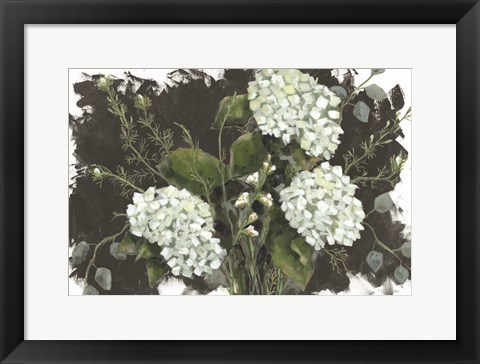 Framed Hydrangeas in White Print