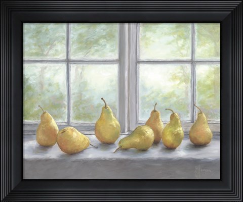 Framed Pears on a Window Sill Print