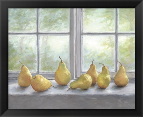 Framed Pears on a Window Sill Print