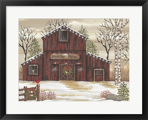 Framed Holiday Farm Barn Print