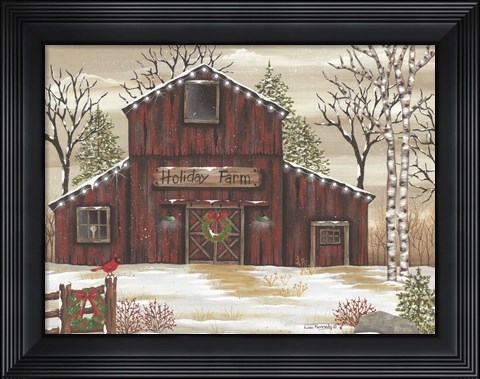 Framed Holiday Farm Barn Print