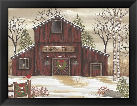 Framed Holiday Farm Barn Print