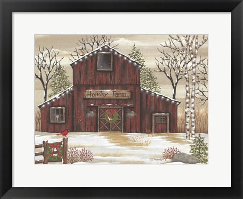 Framed Holiday Farm Barn Print