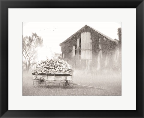 Framed Country Flower Wagon Print