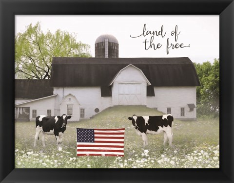 Framed Land of the Free Cows Print