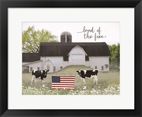 Framed Land of the Free Cows Print