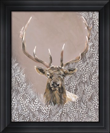 Framed Evander the Winter Elk Print