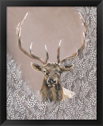 Framed Evander the Winter Elk Print