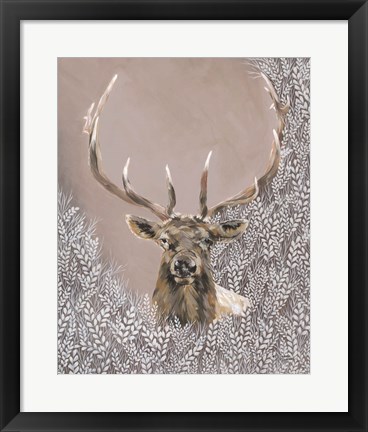 Framed Evander the Winter Elk Print