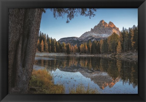 Framed Dolomites Reflection at Sunrise Print