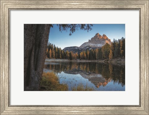 Framed Dolomites Reflection at Sunrise Print