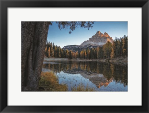 Framed Dolomites Reflection at Sunrise Print