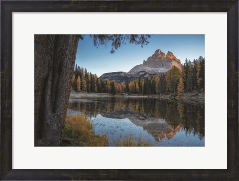 Framed Dolomites Reflection at Sunrise Print