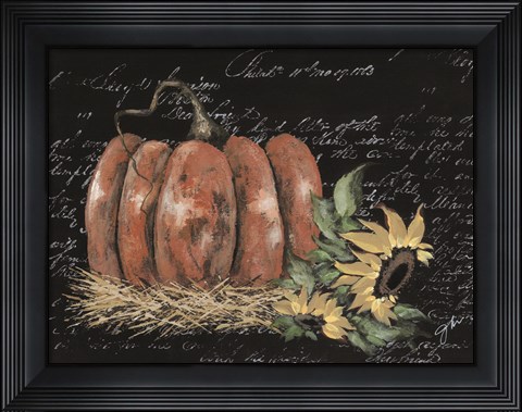 Framed Scripty Sunflower with Pumpkin Print