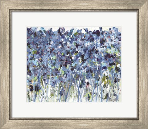 Framed Wildflowers in Blue Print