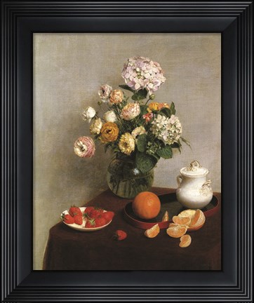 Framed Flowers and Fruit 1 Print