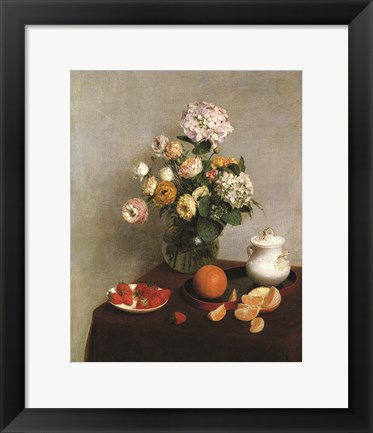 Framed Flowers and Fruit 1 Print