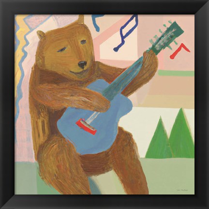 Framed Happy Bear Musician Print