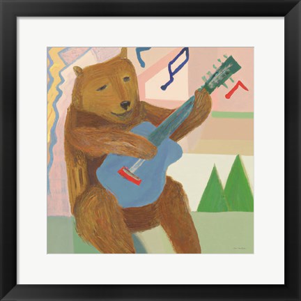 Framed Happy Bear Musician Print