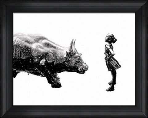 Framed New York Wall Street Fearless Girl Print