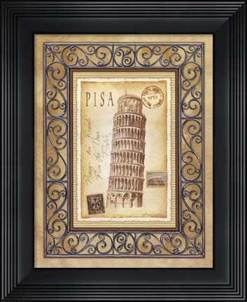 Framed Pisa Postcard Print