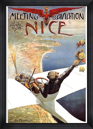Framed Meeting d&#39;Aviation Nice Print
