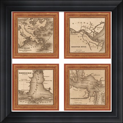 Framed Southern Harbors, 1860 Print