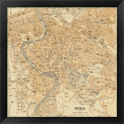Framed Mapa Di Roma, 1898 Print