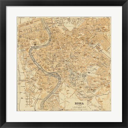 Framed Mapa Di Roma, 1898 Print